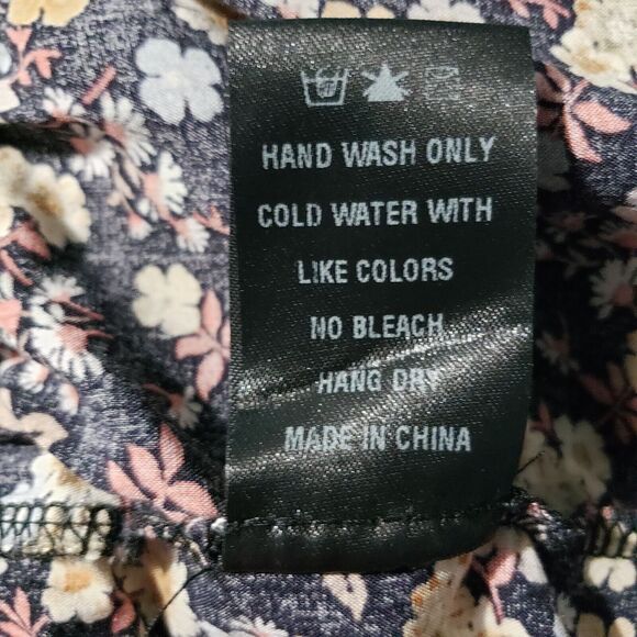 Dress Forum Los Angeles Floral Spaghetti Strap Dress Women's Medium Navy Mini - Picture 7 of 9